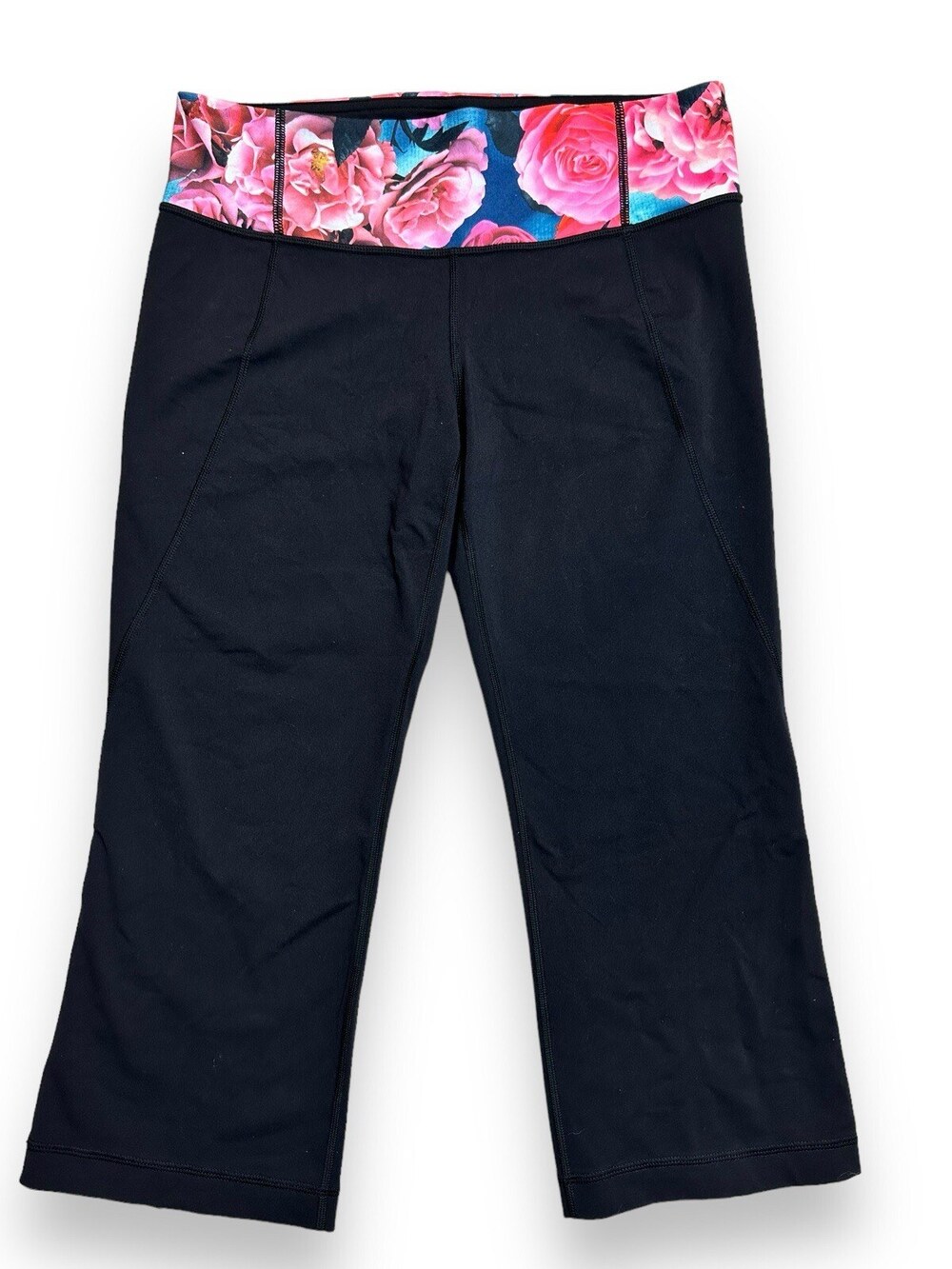 Lululemon Gather & Crow Crop Women's 8 Full-On Luon Black Secret Garden Floral